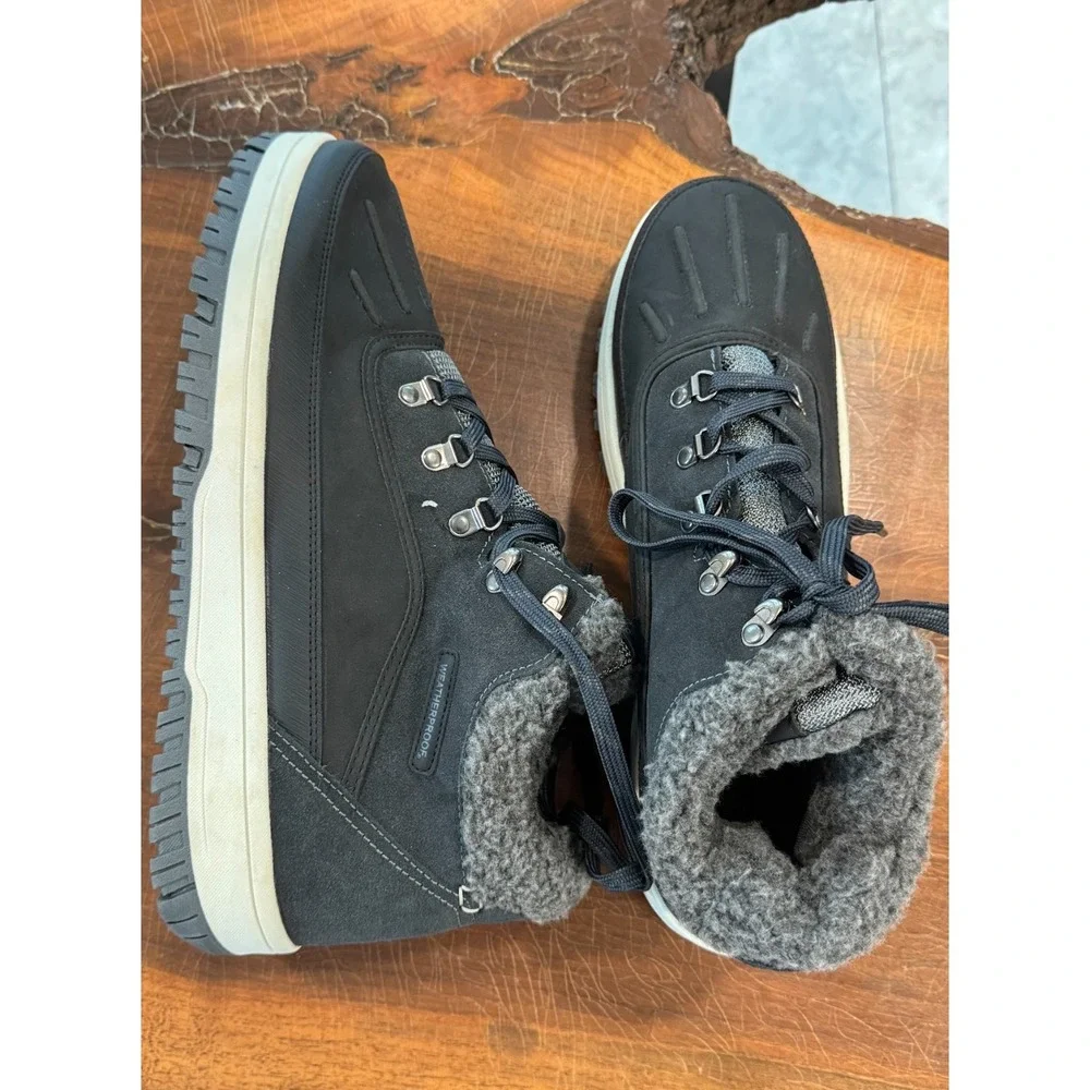 Weatherproof Vintage Landon Boots Men 12 Black Waterproof Faux Fur Hiking